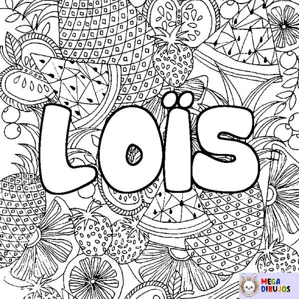 Coloración del nombre LO&Iuml;S - decorado mandala de frutas