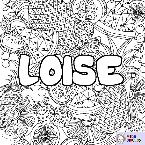 Coloración del nombre LOISE - decorado mandala de frutas