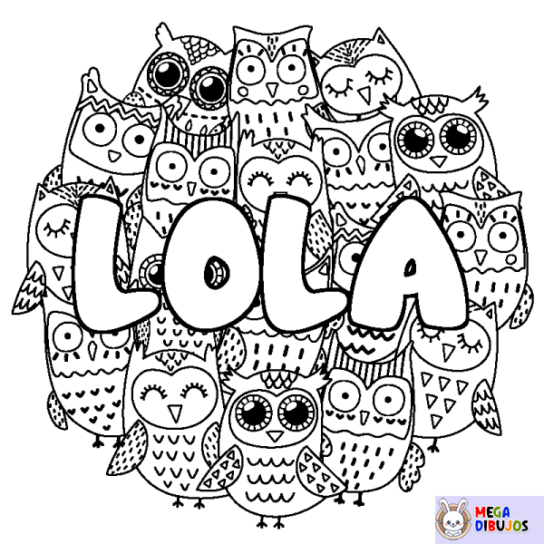 Coloración del nombre LOLA - decorado b&uacute;hos