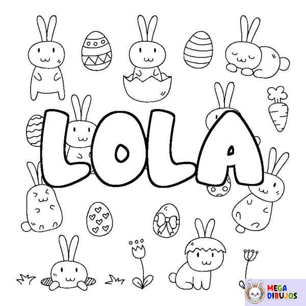 Coloración del nombre LOLA - decorado Pascua