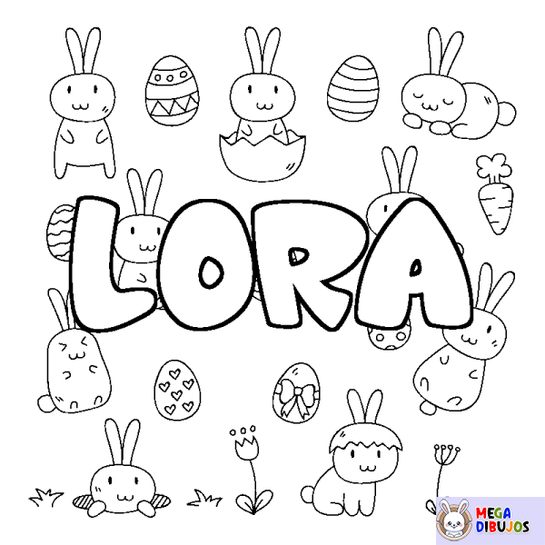 Coloración del nombre LORA - decorado Pascua