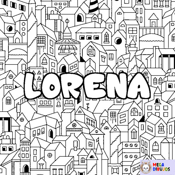 Coloración del nombre LORENA - decorado ciudad