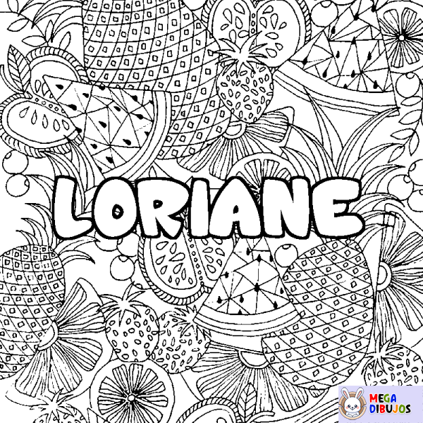 Coloración del nombre LORIANE - decorado mandala de frutas