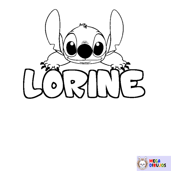 Coloración del nombre LORINE - decorado Stitch