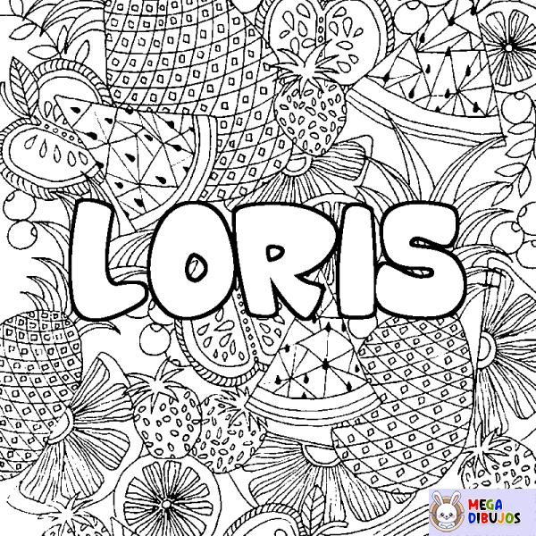 Coloración del nombre LORIS - decorado mandala de frutas