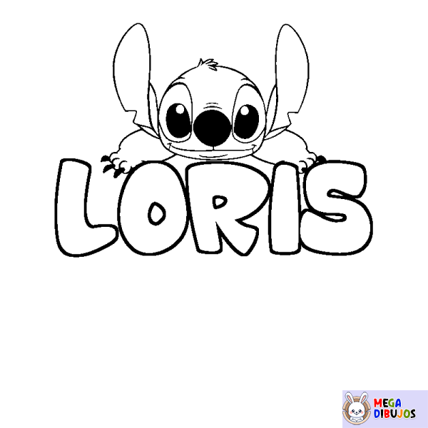 Coloración del nombre LORIS - decorado Stitch