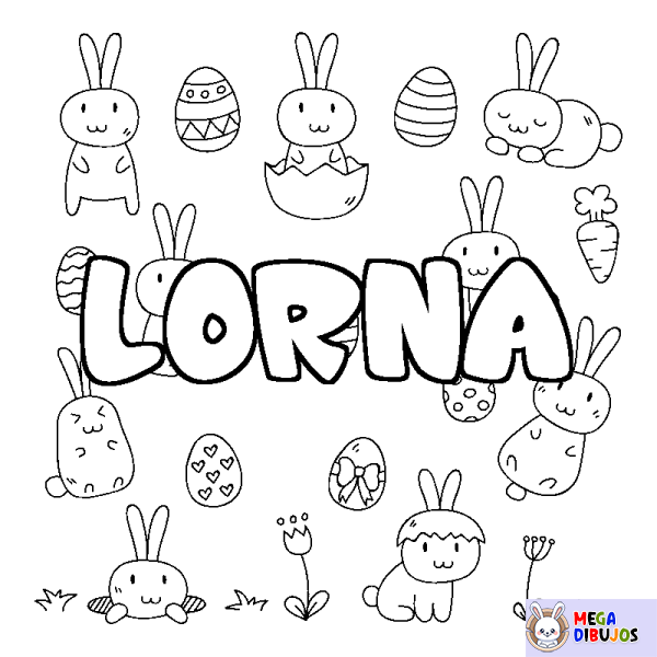 Coloración del nombre LORNA - decorado Pascua