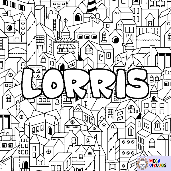 Coloración del nombre LORRIS - decorado ciudad