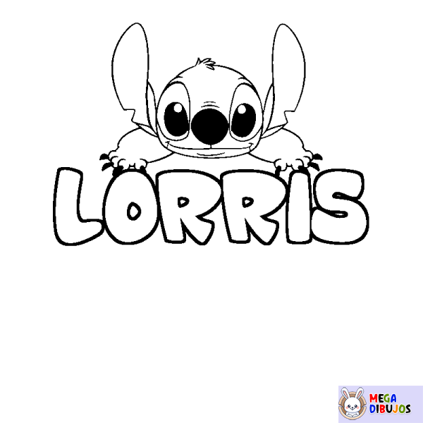 Coloración del nombre LORRIS - decorado Stitch