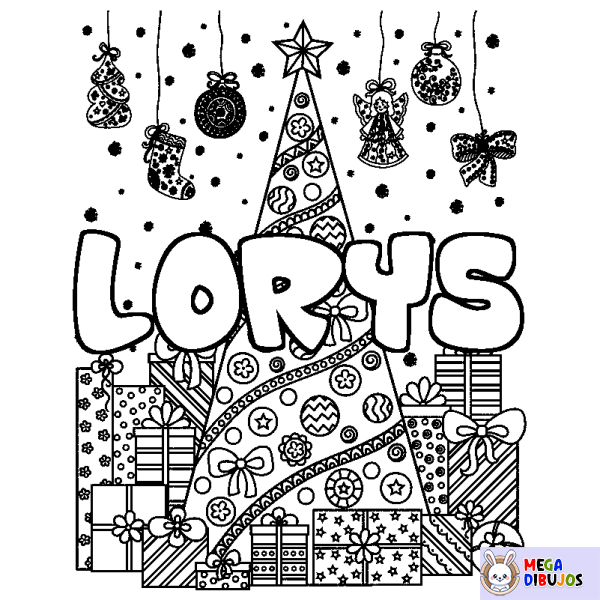 Coloración del nombre LORYS - decorado &aacute;rbol de Navidad y regalos