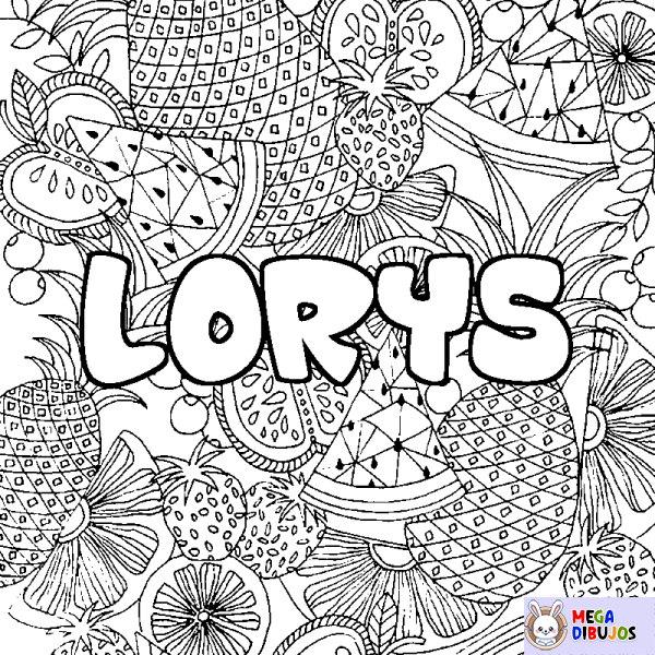 Coloración del nombre LORYS - decorado mandala de frutas