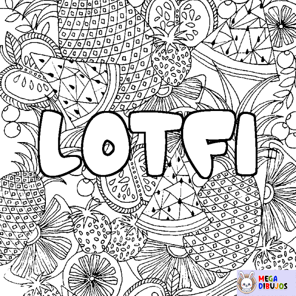 Coloración del nombre LOTFI - decorado mandala de frutas