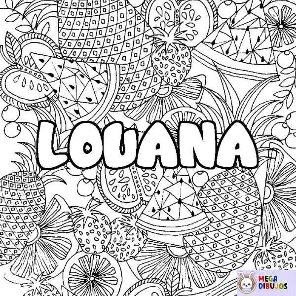 Coloración del nombre LOUANA - decorado mandala de frutas