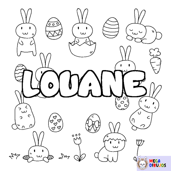 Coloración del nombre LOUANE - decorado Pascua