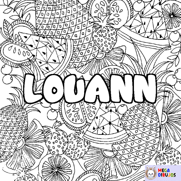 Coloración del nombre LOUANN - decorado mandala de frutas