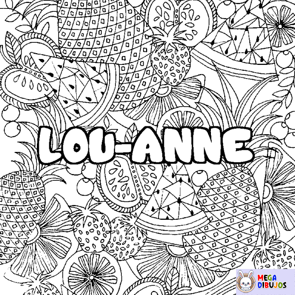 Coloración del nombre LOU-ANNE - decorado mandala de frutas