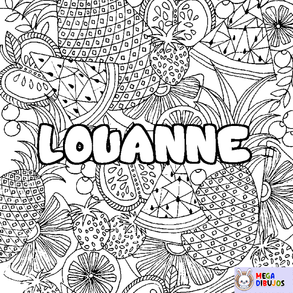 Coloración del nombre LOUANNE - decorado mandala de frutas