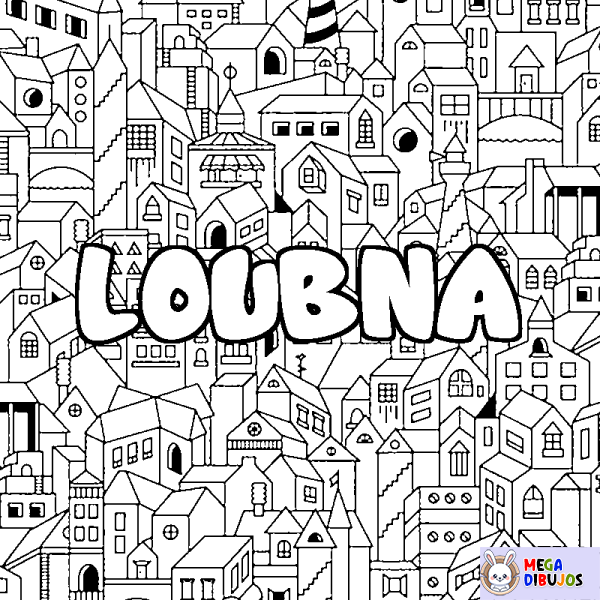 Coloración del nombre LOUBNA - decorado ciudad