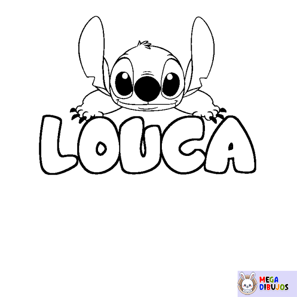 Coloración del nombre LOUCA - decorado Stitch