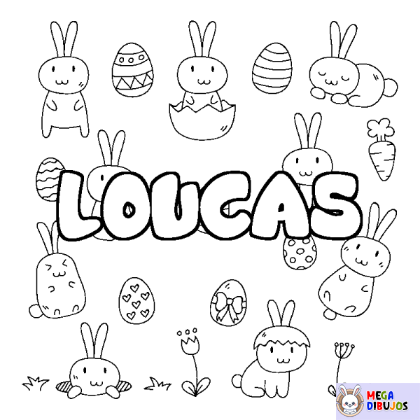 Coloración del nombre LOUCAS - decorado Pascua