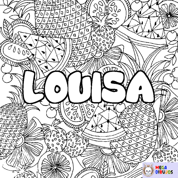 Coloración del nombre LOUISA - decorado mandala de frutas