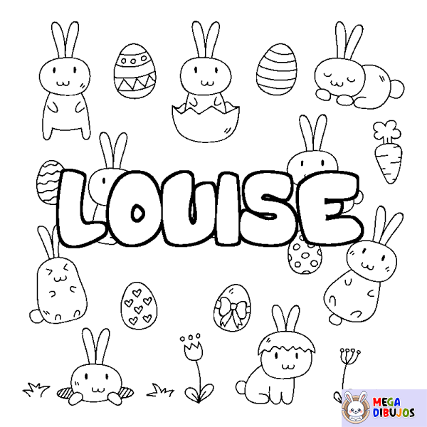 Coloración del nombre LOUISE - decorado Pascua