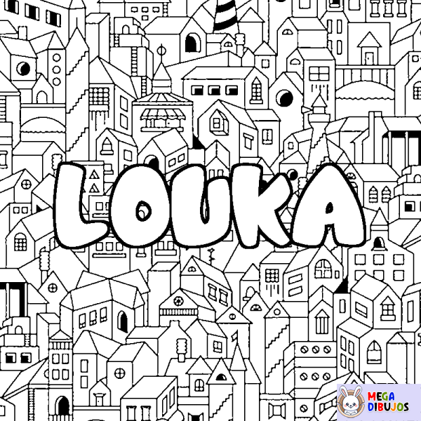 Coloración del nombre LOUKA - decorado ciudad