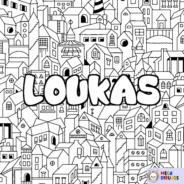 Coloración del nombre LOUKAS - decorado ciudad