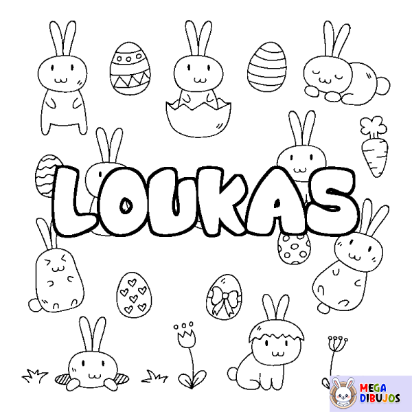 Coloración del nombre LOUKAS - decorado Pascua