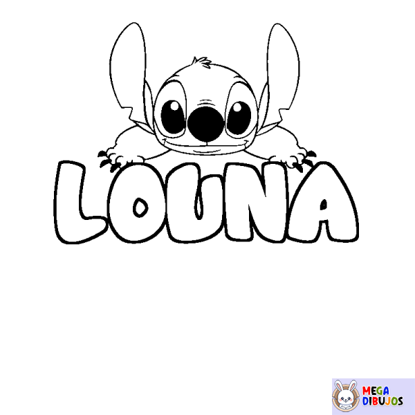 Coloración del nombre LOUNA - decorado Stitch