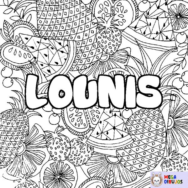 Coloración del nombre LOUNIS - decorado mandala de frutas