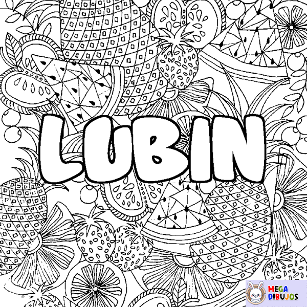 Coloración del nombre LUBIN - decorado mandala de frutas