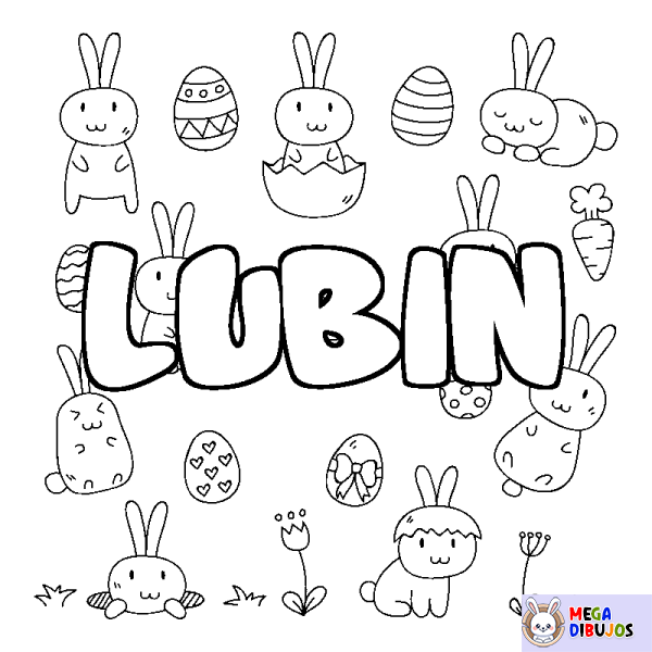 Coloración del nombre LUBIN - decorado Pascua