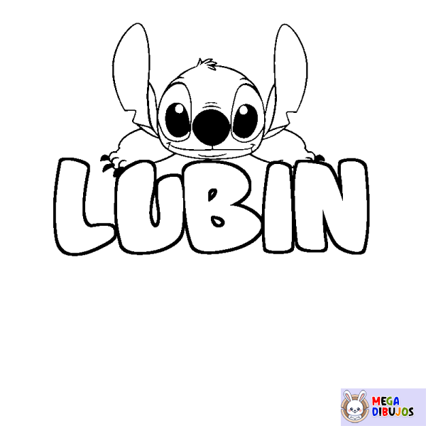 Coloración del nombre LUBIN - decorado Stitch