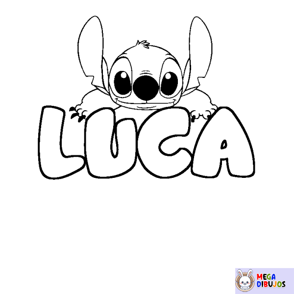 Coloración del nombre LUCA - decorado Stitch