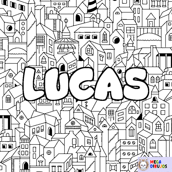 Coloración del nombre LUCAS - decorado ciudad