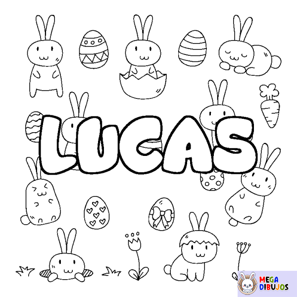 Coloración del nombre LUCAS - decorado Pascua