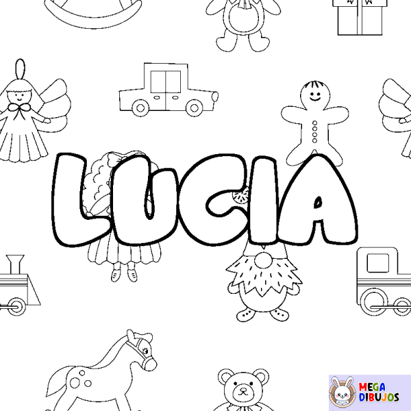 Coloración del nombre LUCIA - decorado juguetes