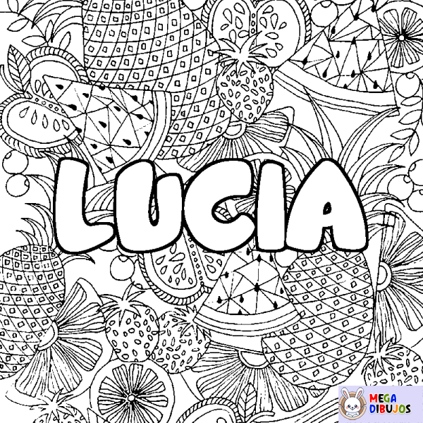 Coloración del nombre LUCIA - decorado mandala de frutas