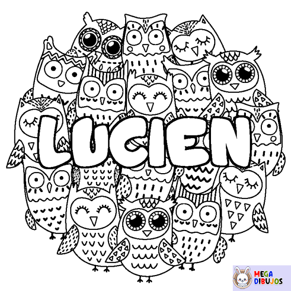 Coloración del nombre LUCIEN - decorado b&uacute;hos