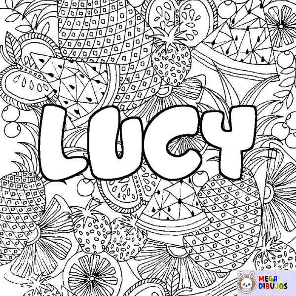 Coloración del nombre LUCY - decorado mandala de frutas