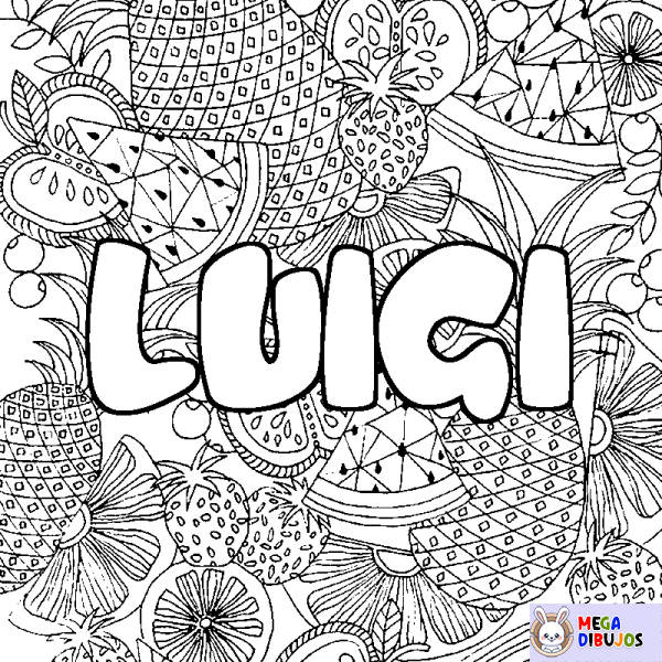 Coloración del nombre LUIGI - decorado mandala de frutas