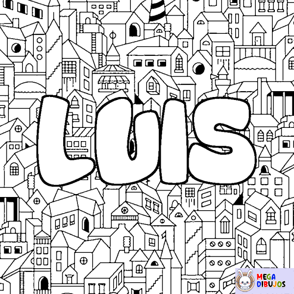 Coloración del nombre LUIS - decorado ciudad