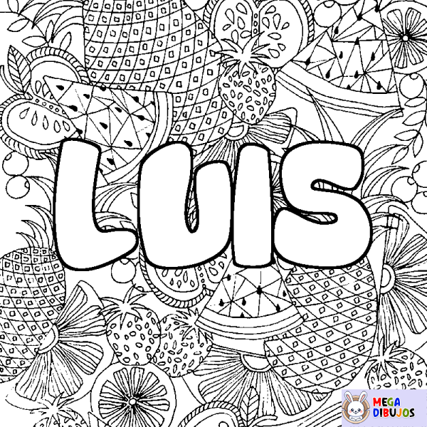 Coloración del nombre LUIS - decorado mandala de frutas