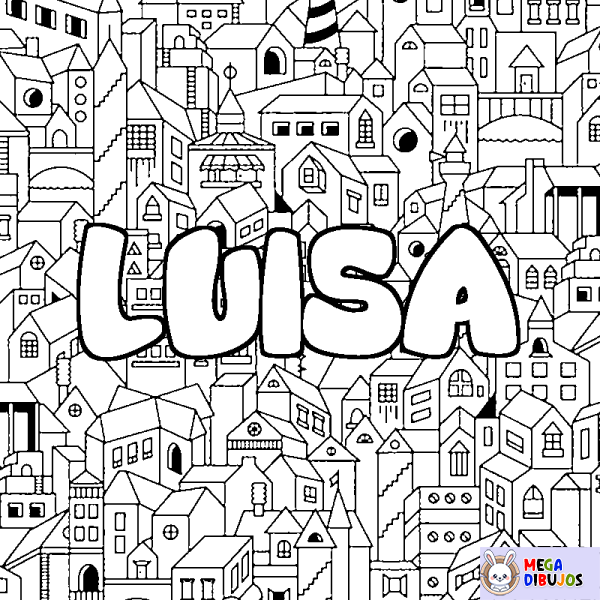 Coloración del nombre LUISA - decorado ciudad