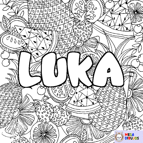 Coloración del nombre LUKA - decorado mandala de frutas