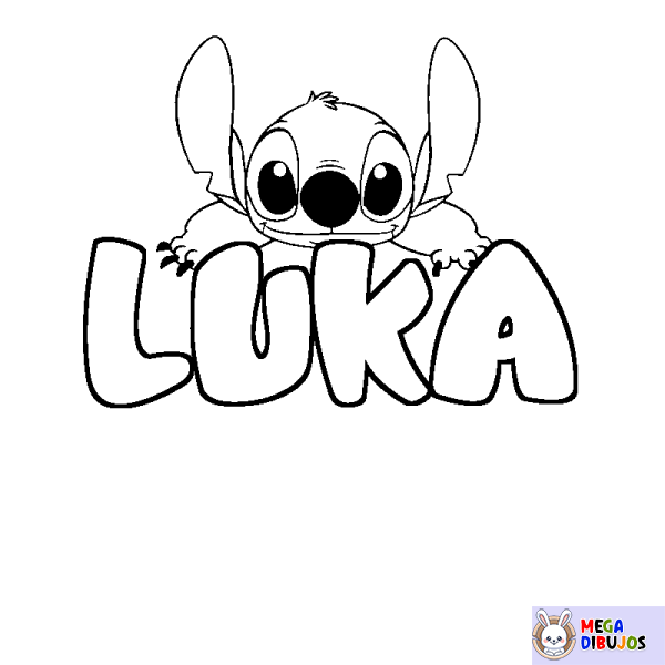 Coloración del nombre LUKA - decorado Stitch