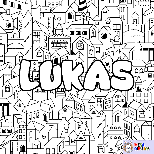 Coloración del nombre LUKAS - decorado ciudad