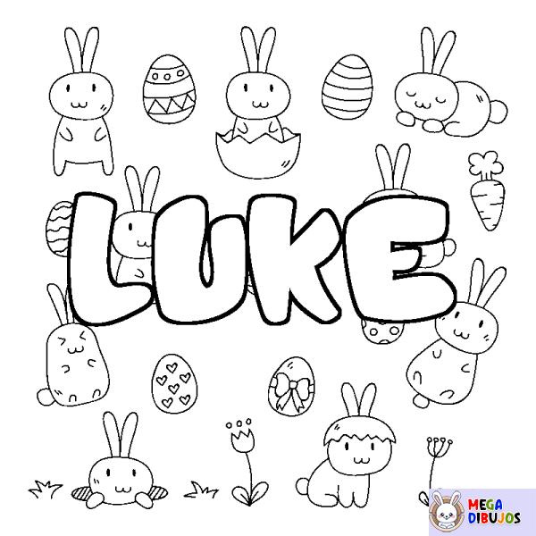 Coloración del nombre LUKE - decorado Pascua