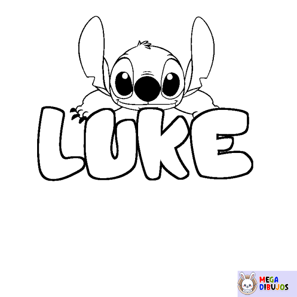 Coloración del nombre LUKE - decorado Stitch